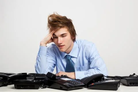 Tired man in the office Stock Photos