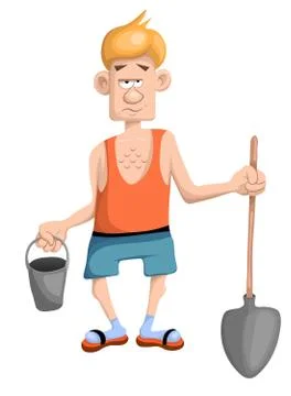 Tired man working in the garden Stock Illustration