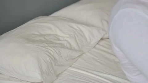 Tired Middle Aged Man Going to Bed and Sleeping 스톡 동영상 142366938