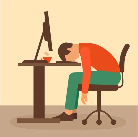 Tired office worker Stock Illustration