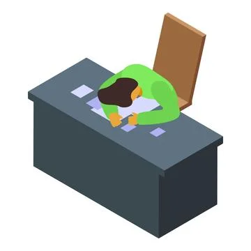 Tired office worker sleeping on desk during work time Stock Illustration