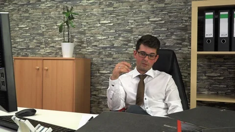 Tired office worker to sort documents Stock Footage 115642995