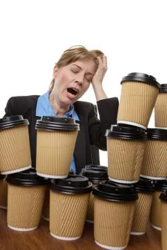 Tired out at work Foto stock