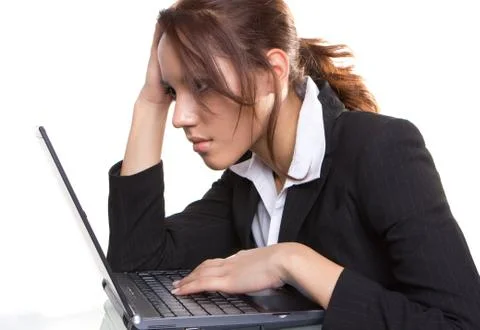 Tired with pc Stock Photos