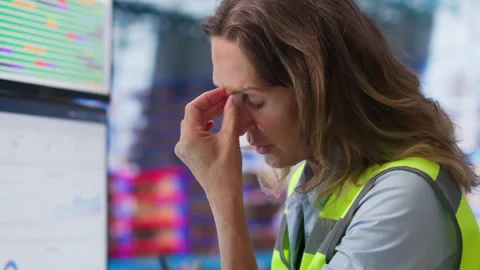 Tired Person Staring At Computer Screen Feeling Burning Pain Stock Footage 336794103