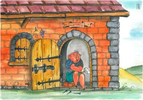 Tired piglet. Stock Illustration