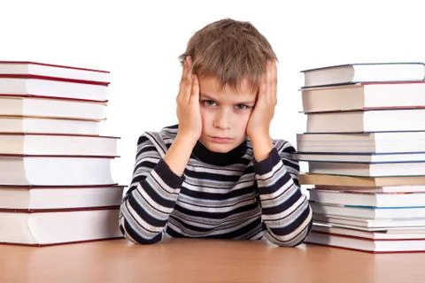 Tired schoolboy Stock Photos