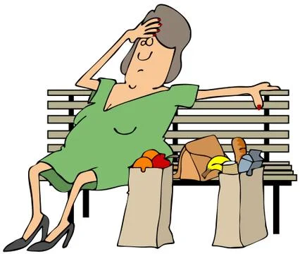 Tired shopper Stock Illustration