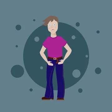 Tired, sick, scared man with dark circles under his eyes Stock Illustration