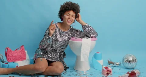Tired sleepy curly haired Afro American woman feels fatigue after sleepless Stock Footage 157942155