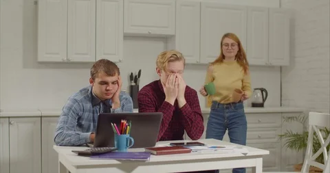 Tired software developers taking coffee break Stock Footage 101053960