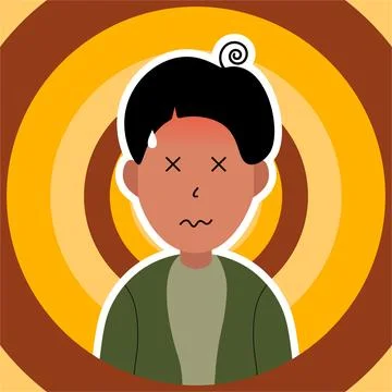 Tired stressed dizzy man vector illustration flat design 스톡 일러스트