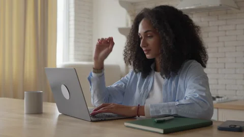Tired Student Can't Focus on Her Work on a Laptop and Closing It Stock Footage 299286460