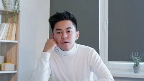 Tired student e-learning conference drowsy guy Stock Footage 225456041