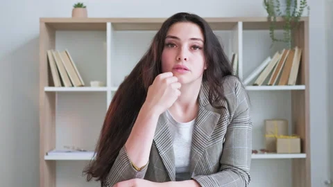 Tired student e-learning conference drowsy woman Stock Footage 225457861