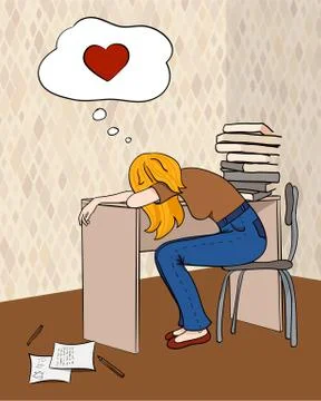 Tired student Illustrazione stock