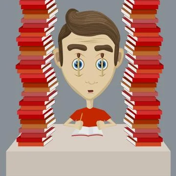 Tired student Stock Illustration