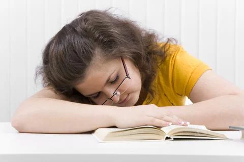 The tired student Stock Photos