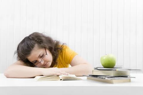 The tired student Stock Photos