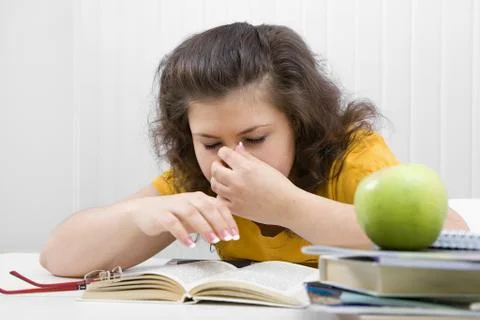 The tired student Stock Photos