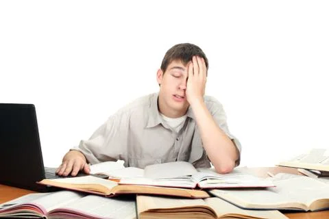 Tired student Foto stock