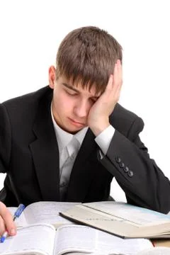 Tired student Foto stock