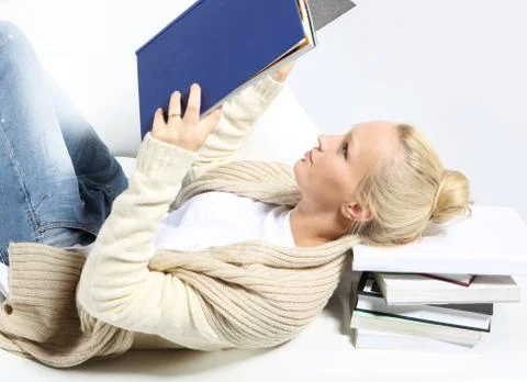 Tired student, preparing for the exam. Foto stock