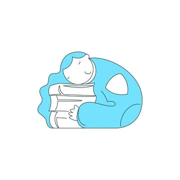 Tired Student Sleeping On Books Vector Illustration For Education And Learnin Stock Illustration