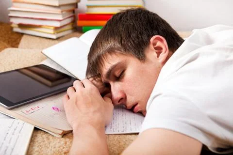 Tired Student sleeping Foto stock