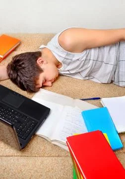 Tired Student sleeping Stock Photos