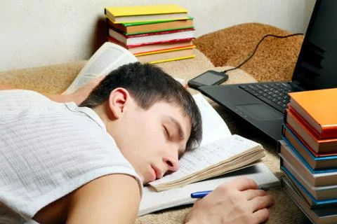 Tired Student sleeping Stock Photos