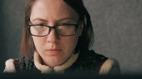 Tired woman working on computer Stock Footage 63392140