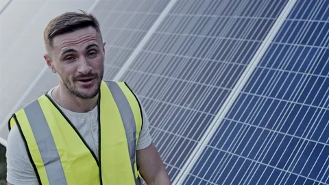 Tired worker after installing solar panels Stock-Footage 92572907