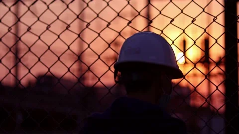 A tired worker at a construction site. Stock Footage 169286453