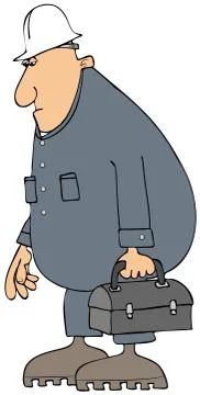 Tired worker with a lunch pail Illustrazione stock