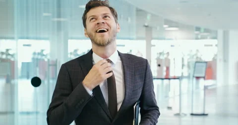 Tired worker manager escaping his office, businessman finished hard business Stock Footage 219245956