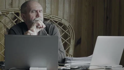 Tired Worker Overworked On Computer Stock Footage 132749837
