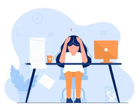 Tired worker sitting at the table Stock Illustration