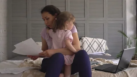 Tired working mother. Remote and Flexible Jobs for Mom Stock Footage