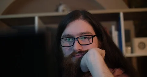 Tired young man working at the computer Stock Footage 87324702