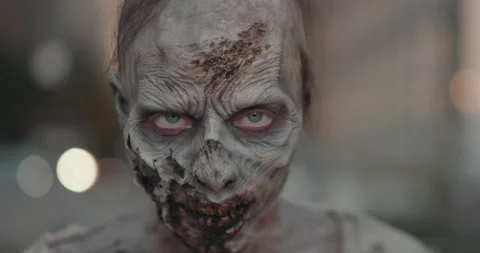 Tired Zombie Looking at Camera Stock Footage 155769824