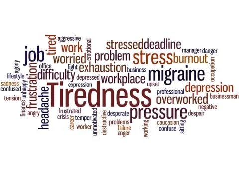 Tiredness, word cloud concept Stock Illustration