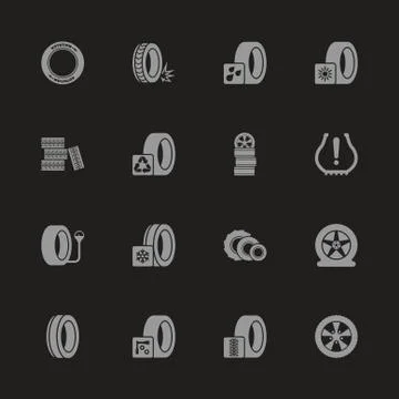 Tires - Flat Vector Icons Stock Illustration