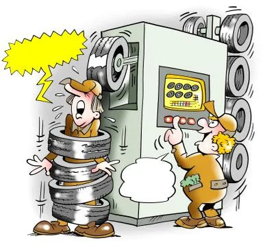 Tires Machine goes amok Stock Illustration