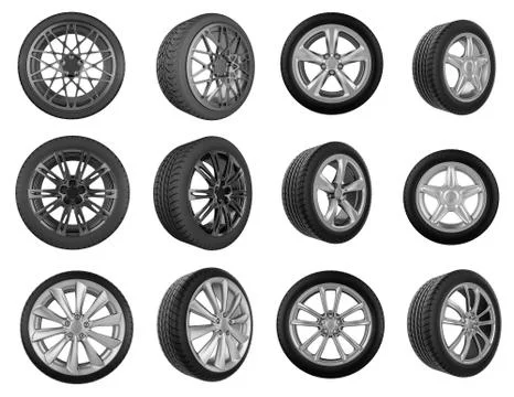 Tires in perspective on white background 스톡 일러스트