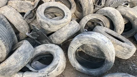 Tires in Pile Pan Up 스톡 동영상 101198791