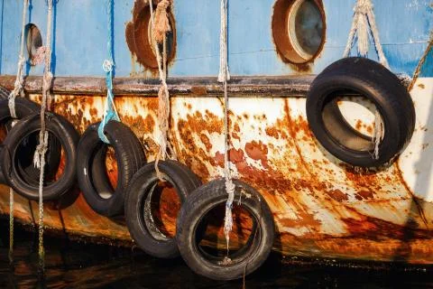 Tires on ship Stock Photos