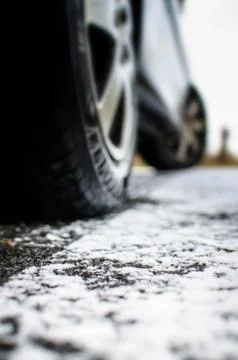 Tires on snow Stock Photos
