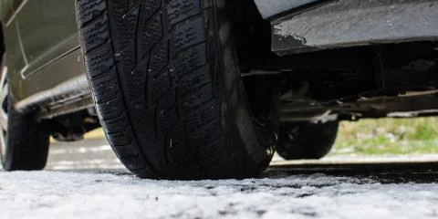 Tires on snow Stock Photos