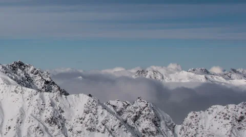 Tirol Austria low clouds winter mountain time lapse HD Stock Footage 35546522